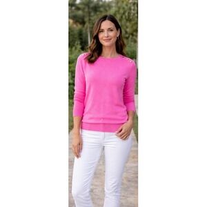 Lilly Pulitzer Delvin Cashmere Sweater Pink Sorbet Size L NWT